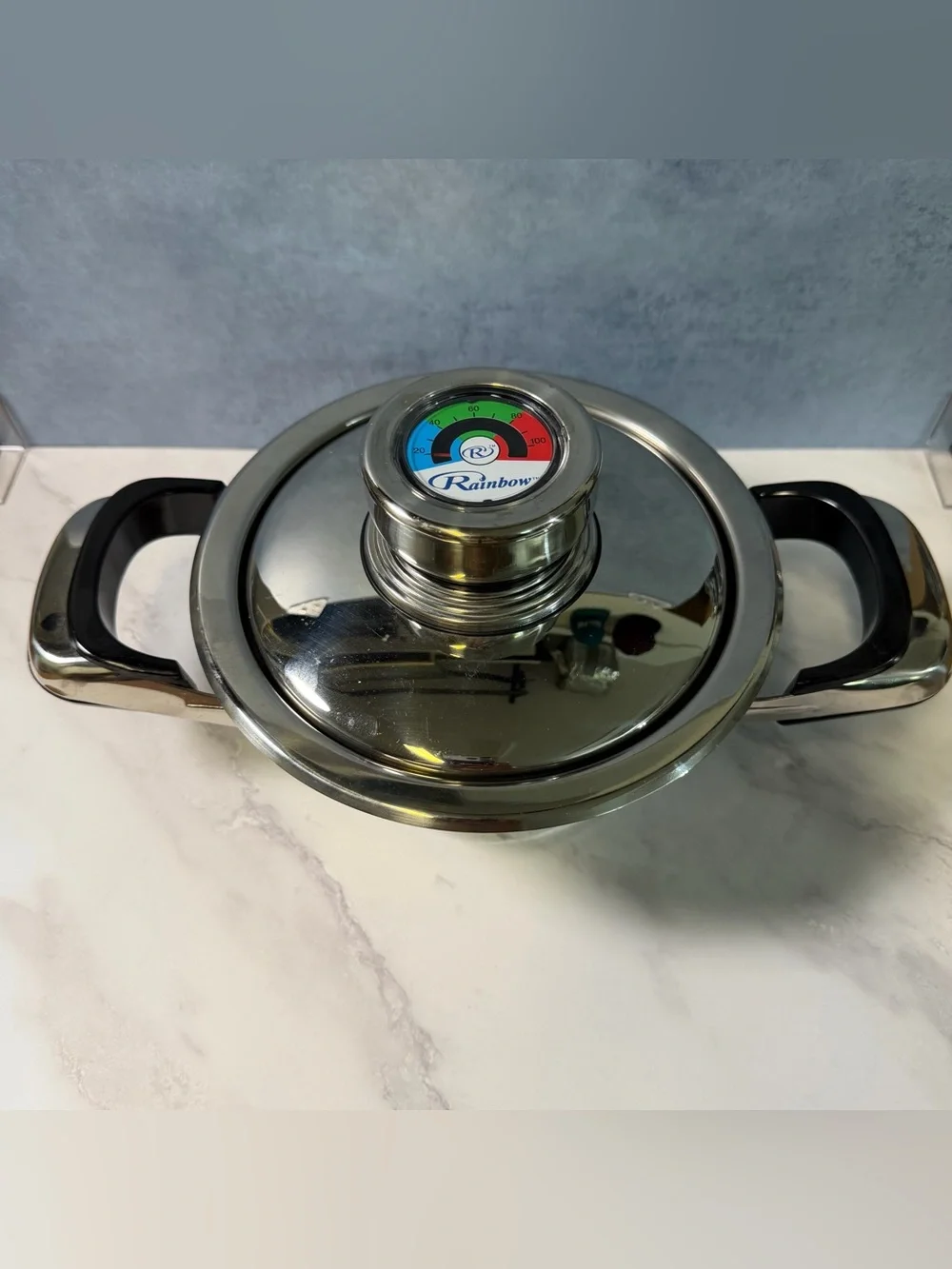 Rainbow Stainless Steel Lid with Integrated Temperature Gauge - Silver